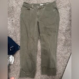 Olive Green Distressed Jeans